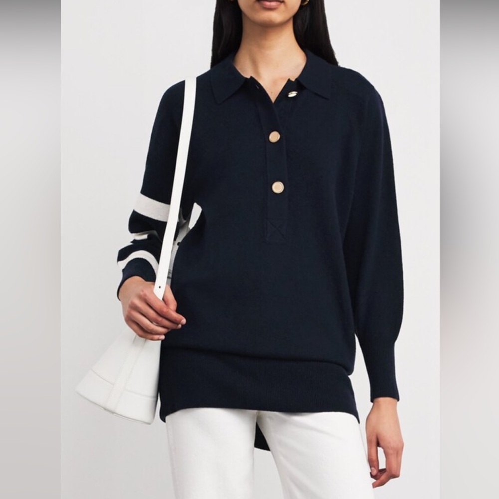 NWT $648 Frame Denim Blue The Rugby Tunic Dress Sweater Size S Cashmere Wool